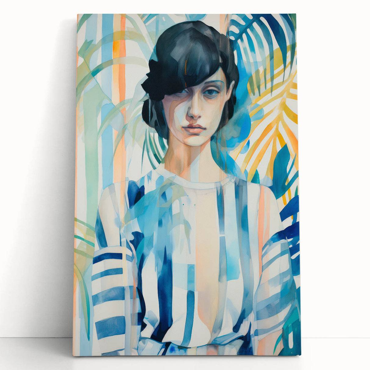 Maximalist Wall Art - Bold Abstract Portrait with Vibrant Tropical Vibes