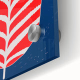Maximalist Wall Art - Bold Abstract Leaf Design in Red and Blue Tones