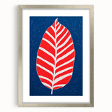 Maximalist Wall Art - Bold Abstract Leaf Design in Red and Blue Tones