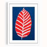 Maximalist Wall Art - Bold Abstract Leaf Design in Red and Blue Tones