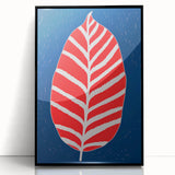 Maximalist Wall Art - Bold Abstract Leaf Design in Red and Blue Tones