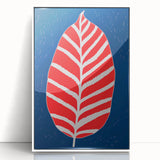 Maximalist Wall Art - Bold Abstract Leaf Design in Red and Blue Tones