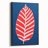 Maximalist Wall Art - Bold Abstract Leaf Design in Red and Blue Tones