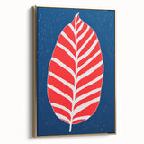 Maximalist Wall Art - Bold Abstract Leaf Design in Red and Blue Tones