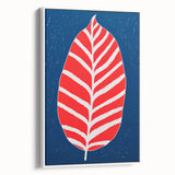 Maximalist Wall Art - Bold Abstract Leaf Design in Red and Blue Tones