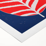 Maximalist Wall Art - Bold Abstract Leaf Design in Red and Blue Tones