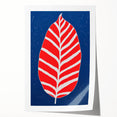 Maximalist Wall Art - Bold Abstract Leaf Design in Red and Blue Tones
