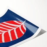 Maximalist Wall Art - Bold Abstract Leaf Design in Red and Blue Tones