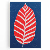 Maximalist Wall Art - Bold Abstract Leaf Design in Red and Blue Tones