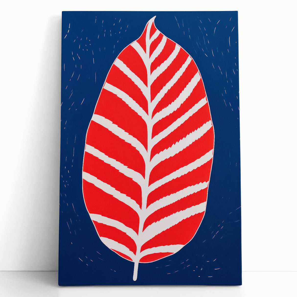 Maximalist Wall Art - Bold Abstract Leaf Design in Red and Blue Tones