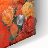 Maximalist Wall Art - Vibrant Floral Portrait with Bold Orange Hues