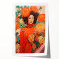 Maximalist Wall Art - Vibrant Floral Portrait with Bold Orange Hues