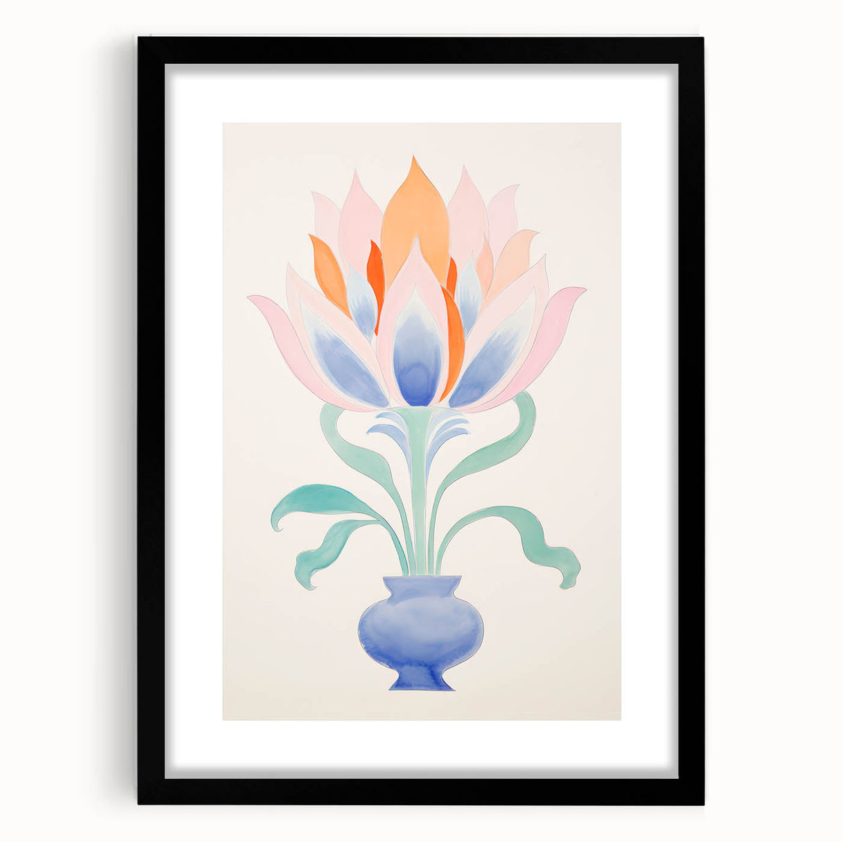Maximalist Wall Art - Elegant Abstract Floral Design in Pastel Tones