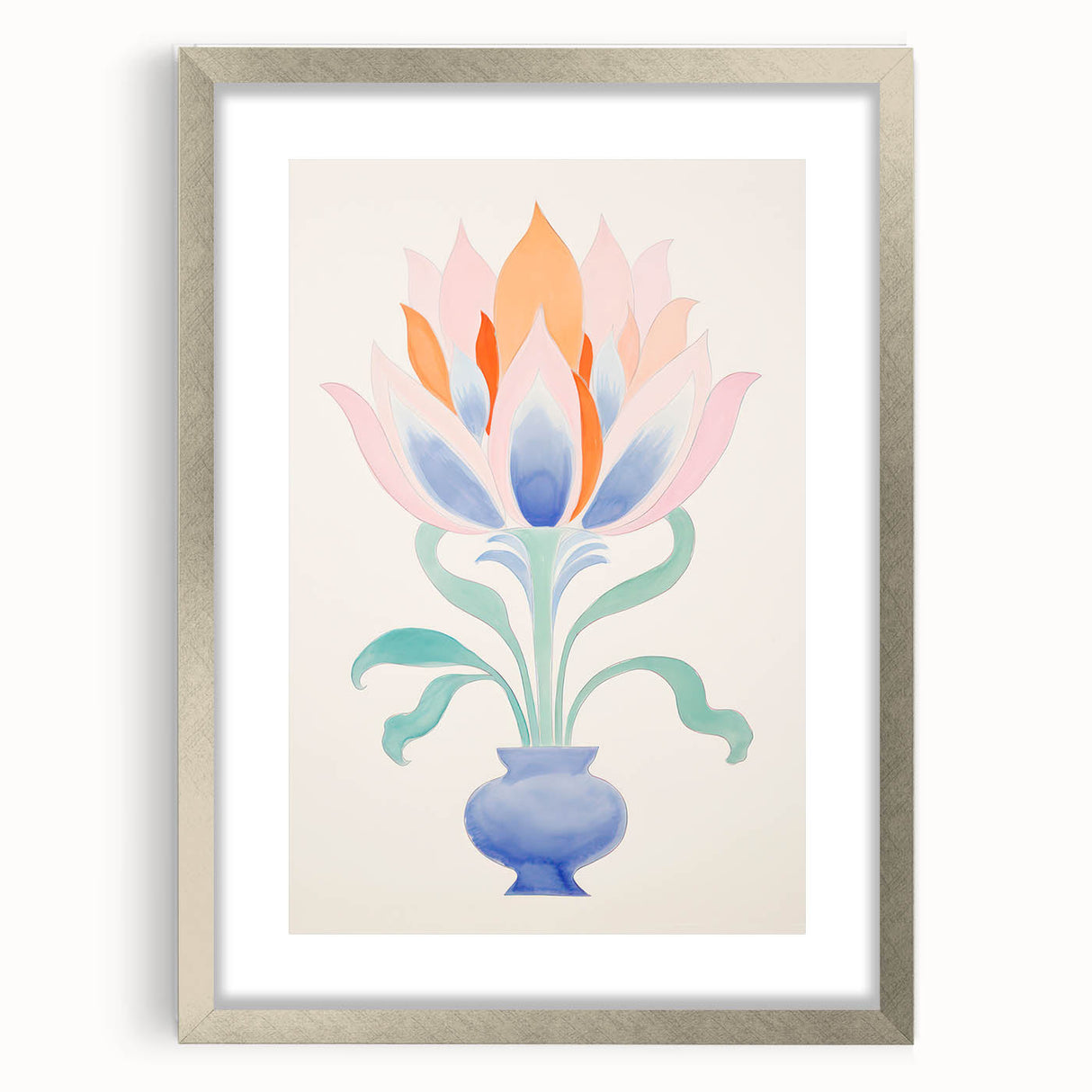 Maximalist Wall Art - Elegant Abstract Floral Design in Pastel Tones