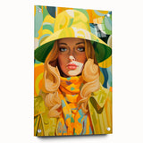 Maximalist Wall Art - Bold Retro Portrait with Vibrant Yellow Accents