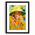 Maximalist Wall Art - Bold Retro Portrait with Vibrant Yellow Accents