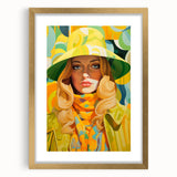Maximalist Wall Art - Bold Retro Portrait with Vibrant Yellow Accents
