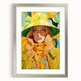 Maximalist Wall Art - Bold Retro Portrait with Vibrant Yellow Accents