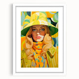 Maximalist Wall Art - Bold Retro Portrait with Vibrant Yellow Accents