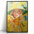 Maximalist Wall Art - Bold Retro Portrait with Vibrant Yellow Accents