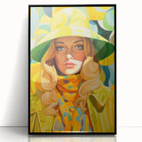 Maximalist Wall Art - Bold Retro Portrait with Vibrant Yellow Accents