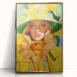 Maximalist Wall Art - Bold Retro Portrait with Vibrant Yellow Accents