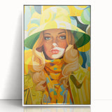 Maximalist Wall Art - Bold Retro Portrait with Vibrant Yellow Accents