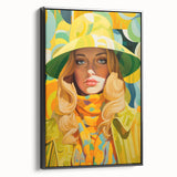 Maximalist Wall Art - Bold Retro Portrait with Vibrant Yellow Accents