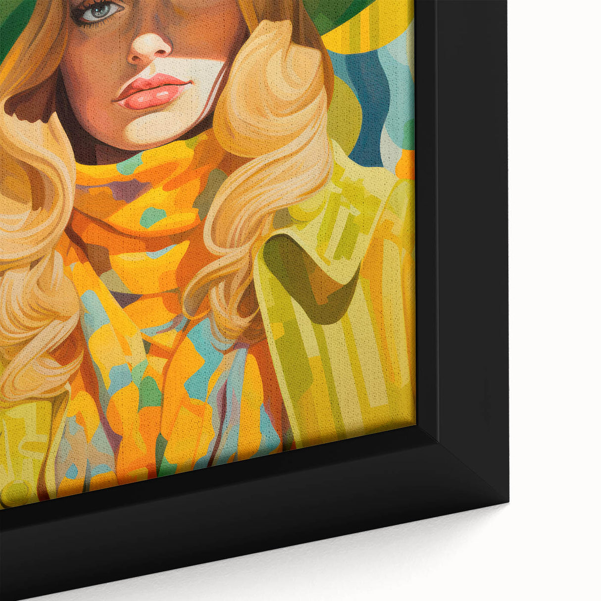 Maximalist Wall Art - Bold Retro Portrait with Vibrant Yellow Accents