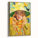 Maximalist Wall Art - Bold Retro Portrait with Vibrant Yellow Accents