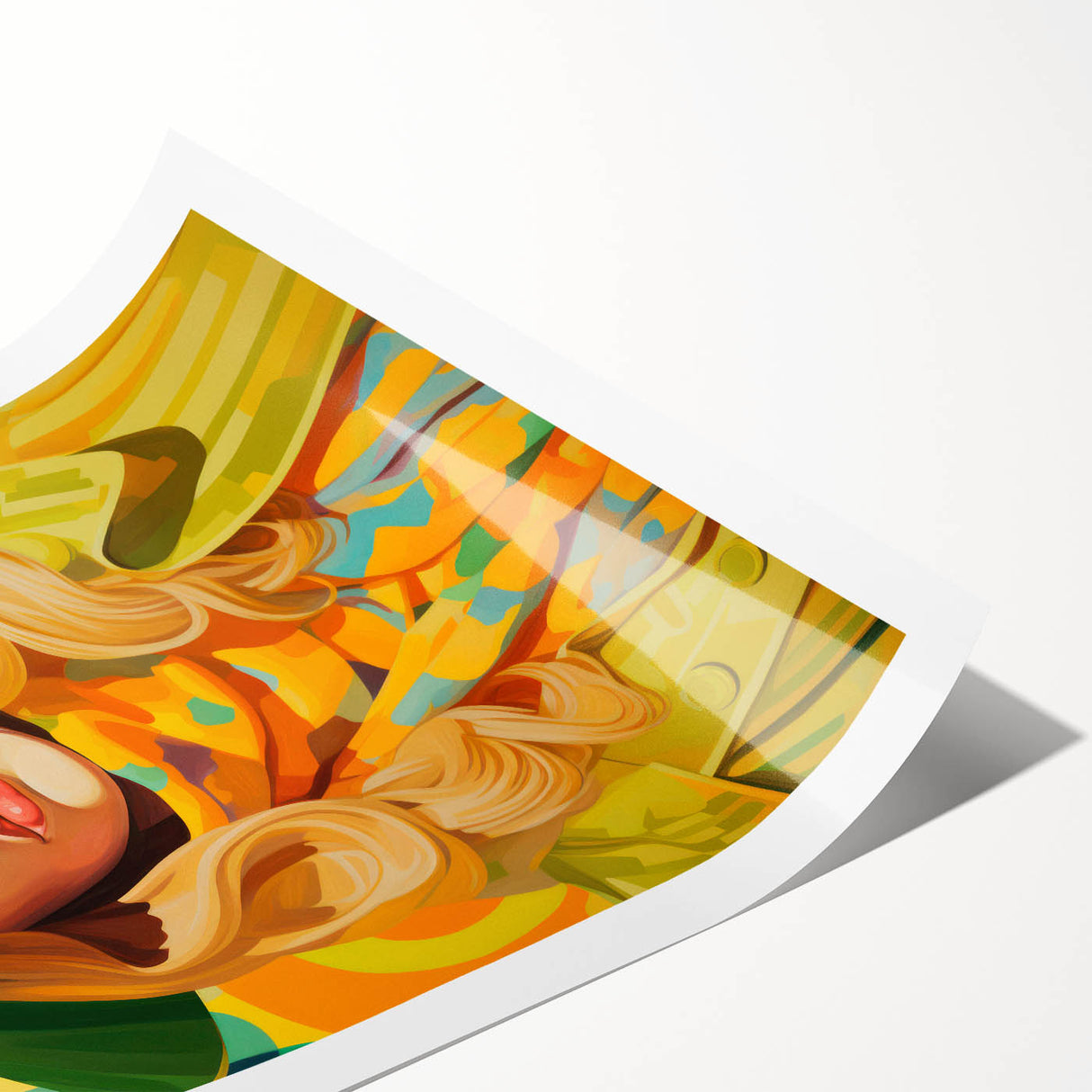 Maximalist Wall Art - Bold Retro Portrait with Vibrant Yellow Accents