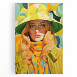Maximalist Wall Art - Bold Retro Portrait with Vibrant Yellow Accents
