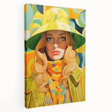 Maximalist Wall Art - Bold Retro Portrait with Vibrant Yellow Accents