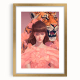 Maximalist Wall Art - Bold Tiger and Woman Portrait for Eclectic Decor