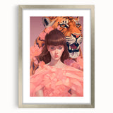 Maximalist Wall Art - Bold Tiger and Woman Portrait for Eclectic Decor