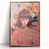 Maximalist Wall Art - Bold Tiger and Woman Portrait for Eclectic Decor