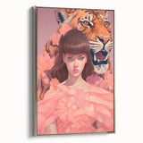 Maximalist Wall Art - Bold Tiger and Woman Portrait for Eclectic Decor