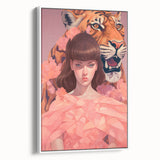 Maximalist Wall Art - Bold Tiger and Woman Portrait for Eclectic Decor