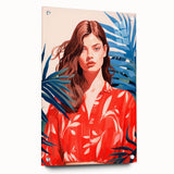 Maximalist Wall Art - Vibrant Tropical Portrait with Bold Red Accents