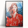 Maximalist Wall Art - Vibrant Tropical Portrait with Bold Red Accents