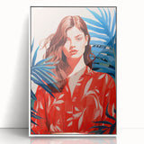 Maximalist Wall Art - Vibrant Tropical Portrait with Bold Red Accents