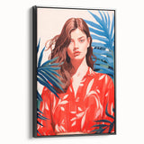 Maximalist Wall Art - Vibrant Tropical Portrait with Bold Red Accents
