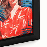 Maximalist Wall Art - Vibrant Tropical Portrait with Bold Red Accents