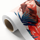 Maximalist Wall Art - Vibrant Tropical Portrait with Bold Red Accents