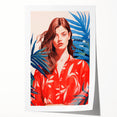Maximalist Wall Art - Vibrant Tropical Portrait with Bold Red Accents