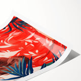 Maximalist Wall Art - Vibrant Tropical Portrait with Bold Red Accents