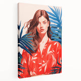 Maximalist Wall Art - Vibrant Tropical Portrait with Bold Red Accents