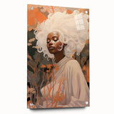 Maximalist Wall Art - Ethereal Portrait with Bold White Hair and Warm Hues