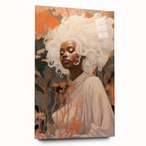 Maximalist Wall Art - Ethereal Portrait with Bold White Hair and Warm Hues