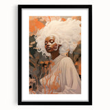 Maximalist Wall Art - Ethereal Portrait with Bold White Hair and Warm Hues